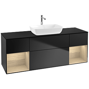 Villeroy and Boch Finion Villeroy and Boch Finion F862PCPD 160cm, cover plate black matt, shelves Oak Veneer , black matt lacquer