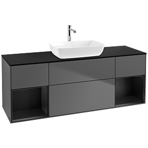 Villeroy et Boch Finion Villeroy et Boch F862PDGK 160cm, plaque de finition noir mat, étagères laqué noir mat, anthracite mat
