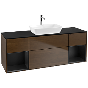 Villeroy and Boch Finion Villeroy and Boch Finion F862PDGN 160cm, cover plate black matt, shelves black matt lacquer, walnut veneer