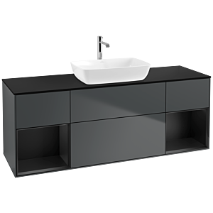 Villeroy und Boch Finion Waschtischunterschrank F862PDHG 160cm, Abdeckplatte black matt, Regale Black matt lacquer, Midnight Blue Matt Lacquer