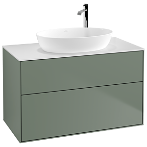 Villeroy et Boch Finion Villeroy et Boch F88100GM 100x60,3cm, plaque de finition blanc mat, Olive Matt Lacquer