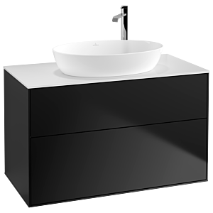 Villeroy et Boch Finion Villeroy et Boch F88100PD 100x60.3cm, plaque de recouvrement blanc mat, laqué noir mat