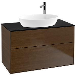 Villeroy et Boch Finion Villeroy et Boch F88200GN 100x60.3cm, plaque de recouvrement noir mat, placage noyer