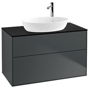 Villeroy et Boch Finion F88200HG 100x60.3cm, plaque de recouvrement noir mat, Midnight Blue Matt Lacquer