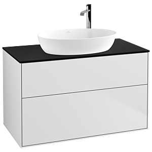 Villeroy et Boch Finion Villeroy et Boch F88200MT 100x60,3cm, plaque de recouvrement noir mat, laqué blanc mat