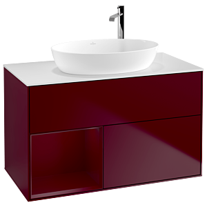 Villeroy und Boch Finion Waschtischunterschrank F891HBHB 100cm, Abdeckplatte white matt, Regale Peony matt lacquer, Peony Matt