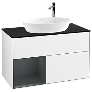 Villeroy and Boch Finion Villeroy and Boch Finion F892HGGF 100cm, cover plate black matt, shelves midnight matt lacquer, glossy white lacquer