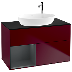 Villeroy and Boch Finion Villeroy and Boch Finion F892HGHB 100cm, cover plate black matt, shelves midnight matt lacquer, Peony Matt