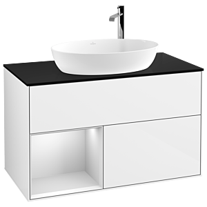 Villeroy and Boch Finion Villeroy and Boch Finion F892MTGF 100cm, cover plate black matt, shelves white matt lacquer, glossy white lacquer