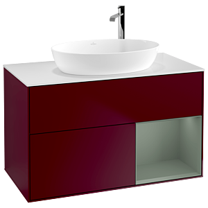 Villeroy and Boch Finion Villeroy and Boch Finion F901GMHB 100cm, cover plate white matt, shelves olive matt lacquer, Peony Matt