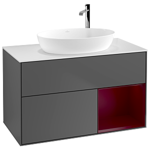 Villeroy and Boch Finion Villeroy and Boch Finion F901HBGK 100cm, cover plate white matt, shelves Peony matt lacquer, anthracite matt