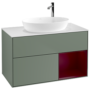 Villeroy and Boch Finion Villeroy and Boch Finion F901HBGM 100cm, cover plate white matt, shelves Peony matt lacquer, Olive Matt Lacquer