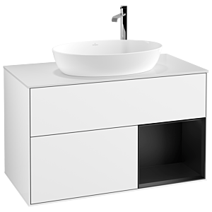 Villeroy and Boch Finion Villeroy and Boch Finion F901PDGF 100cm, cover plate white matt, shelves black matt lacquer, glossy white lacquer