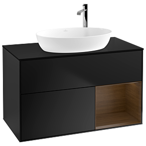 Villeroy and Boch Finion Villeroy and Boch Finion F902GNPD 100cm, cover plate black matt, shelves Walnut Veneer , black matt lacquer