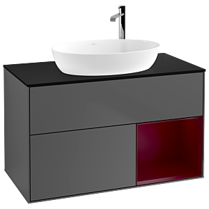 Villeroy and Boch Finion Villeroy and Boch Finion F902HBGK 100cm, cover plate black matt, shelves Peony matt lacquer, anthracite matt