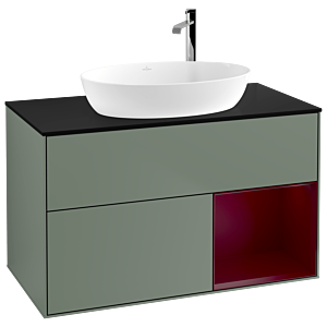 Villeroy and Boch Finion Villeroy and Boch Finion F902HBGM 100cm, cover plate black matt, shelves Peony matt lacquer, Olive Matt Lacquer