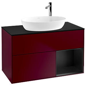 Villeroy and Boch Finion Villeroy and Boch Finion F902PDHB 100cm, cover plate black matt, shelves black matt lacquer, Peony Matt