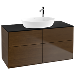 Villeroy et Boch Finion Villeroy et Boch F91200GN 120x60,3cm, plaque de recouvrement noir mat, placage noyer