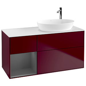 Villeroy und Boch Finion Waschtischunterschrank F921GKHB 120cm, Abdeckplatte white matt, Regale Anthracite matt lacquer, Peony Matt