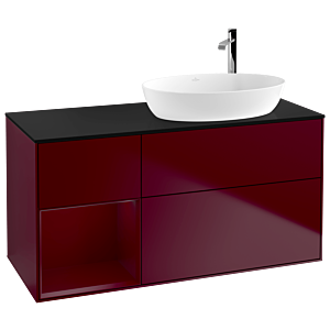 Villeroy und Boch Finion Waschtischunterschrank F922HBHB 120cm, Abdeckplatte black matt, Regale Peony matt lacquer, Peony Matt
