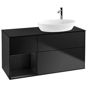Villeroy und Boch Finion Waschtischunterschrank F922PDPD 120cm, Abdeckplatte black matt, Regale Black matt lacquer, Black matt lacquer