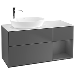 Villeroy et Boch Finion Villeroy et Boch F931GKGK 120cm, plaque de recouvrement blanc mat, étagères laqué anthracite mat, anthracite mat