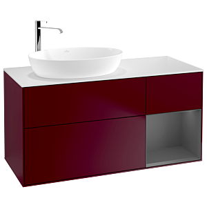 Villeroy und Boch Finion Waschtischunterschrank F931GKHB 120cm, Abdeckplatte white matt, Regale Anthracite matt lacquer, Peony Matt