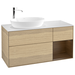 Villeroy et Boch Finion Villeroy et Boch F931GNPC 120cm, plaque de finition blanc mat, étagères Walnut Veneer , Oak Veneer