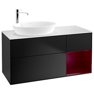 Villeroy and Boch Finion Villeroy and Boch Finion F931HBPD 120cm, cover plate white matt, shelves Peony matt lacquer, black matt lacquer