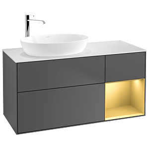 Villeroy and Boch Finion Villeroy and Boch Finion F931HFGK 120cm, cover plate white matt, shelves gold matt lacquer, anthracite matt