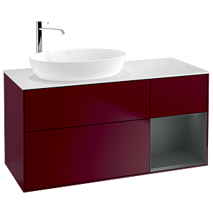 Villeroy et Boch Finion Villeroy et Boch F931HGHB 120cm, plaque de recouvrement blanc mat, étagères Laque mat minuit, Peony Matt