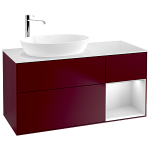 Villeroy et Boch Finion Villeroy et Boch F931MTHB 120cm, plaque de recouvrement blanc mat, étagères laqué blanc mat, Peony Matt