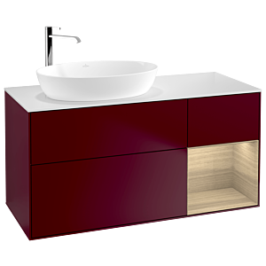 Villeroy et Boch Finion Villeroy et Boch F931PCHB 120cm, plaque de finition blanc mat, étagères Oak Veneer , Peony Matt