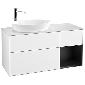 Villeroy and Boch Finion Villeroy and Boch Finion F931PDGF 120cm, cover plate white matt, shelves black matt lacquer, glossy white lacquer