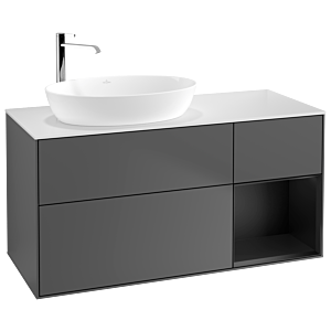Villeroy and Boch Finion Villeroy and Boch Finion F931PDGK 120cm, cover plate white matt, shelves black matt lacquer, anthracite matt