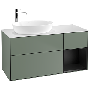 Villeroy and Boch Finion Villeroy and Boch Finion F931PDGM 120cm, cover plate white matt, shelves black matt lacquer, Olive Matt Lacquer