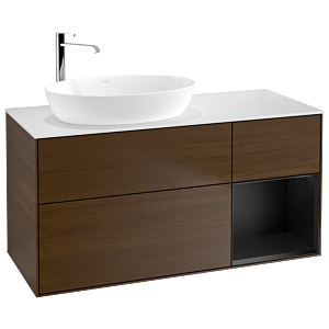 Villeroy and Boch Finion Villeroy and Boch Finion F931PDGN 120cm, cover plate white matt, shelves black matt lacquer, walnut veneer