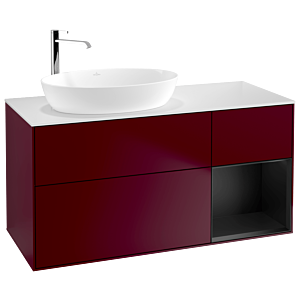 Villeroy und Boch Finion Waschtischunterschrank F931PDHB 120cm, Abdeckplatte white matt, Regale Black matt lacquer, Peony Matt