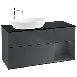 Villeroy und Boch Finion Waschtischunterschrank F932HGHG 120cm, Abdeckplatte black matt, Regale Midnight matt lacquer, Midnight Blue Matt Lacquer