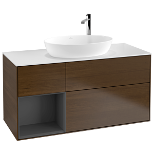 Villeroy and Boch Finion Villeroy and Boch Finion F941GKGN 120cm, cover plate white matt, shelves anthracite matt lacquer, walnut veneer