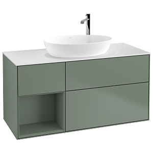 Villeroy and Boch Finion Villeroy and Boch Finion F941GMGM 120cm, cover plate white matt, shelves olive matt lacquer, Olive Matt Lacquer