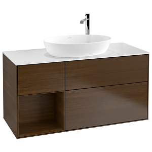 Villeroy et Boch Finion Villeroy et Boch F941GNGN 120cm, plaque de finition blanc mat, étagères Walnut Veneer , placage Walnut Veneer