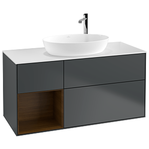 Villeroy and Boch Finion Villeroy and Boch Finion F941GNHG 120cm, cover plate white matt, shelves Walnut Veneer , midnight Blue Matt Lacquer
