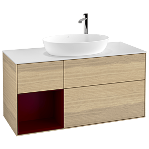 Villeroy and Boch Finion Villeroy and Boch Finion F941HBPC 120cm, cover plate white matt, shelves Peony matt lacquer, Oak Veneer
