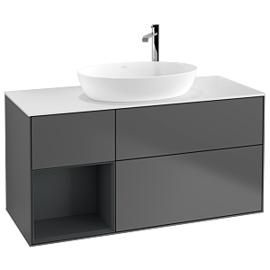 Villeroy and Boch Finion Villeroy and Boch Finion F941HGGK 120cm, cover plate white matt, shelves midnight matt lacquer, anthracite matt