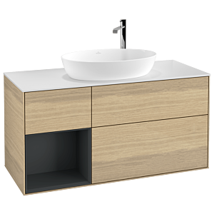 Villeroy and Boch Finion Villeroy and Boch Finion F941HGPC 120cm, cover plate white matt, shelves midnight matt lacquer, Oak Veneer