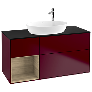 Villeroy et Boch Finion Villeroy et Boch F942PCHB 120cm, plaque de finition noir mat, étagères Oak Veneer , Peony Matt