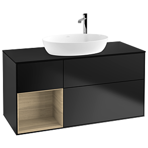 Villeroy and Boch Finion Villeroy and Boch Finion F942PCPD 120cm, cover plate black matt, shelves Oak Veneer , black matt lacquer