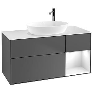 Villeroy and Boch Finion Villeroy and Boch Finion F951GFGK 120cm, cover plate white matt, shelves Glossy white lacquer, anthracite matt