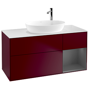 Villeroy und Boch Finion Waschtischunterschrank F951GKHB 120cm, Abdeckplatte white matt, Regale Anthracite matt lacquer, Peony Matt